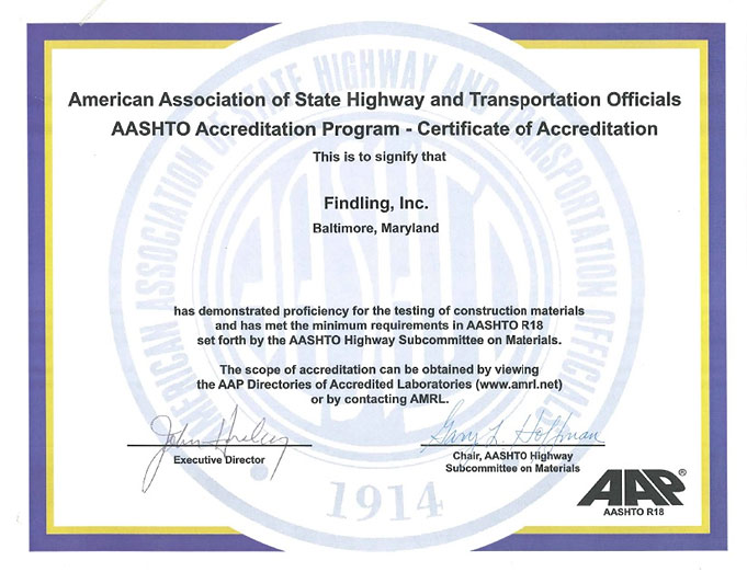 Findling, Inc. - AASHTO Certified